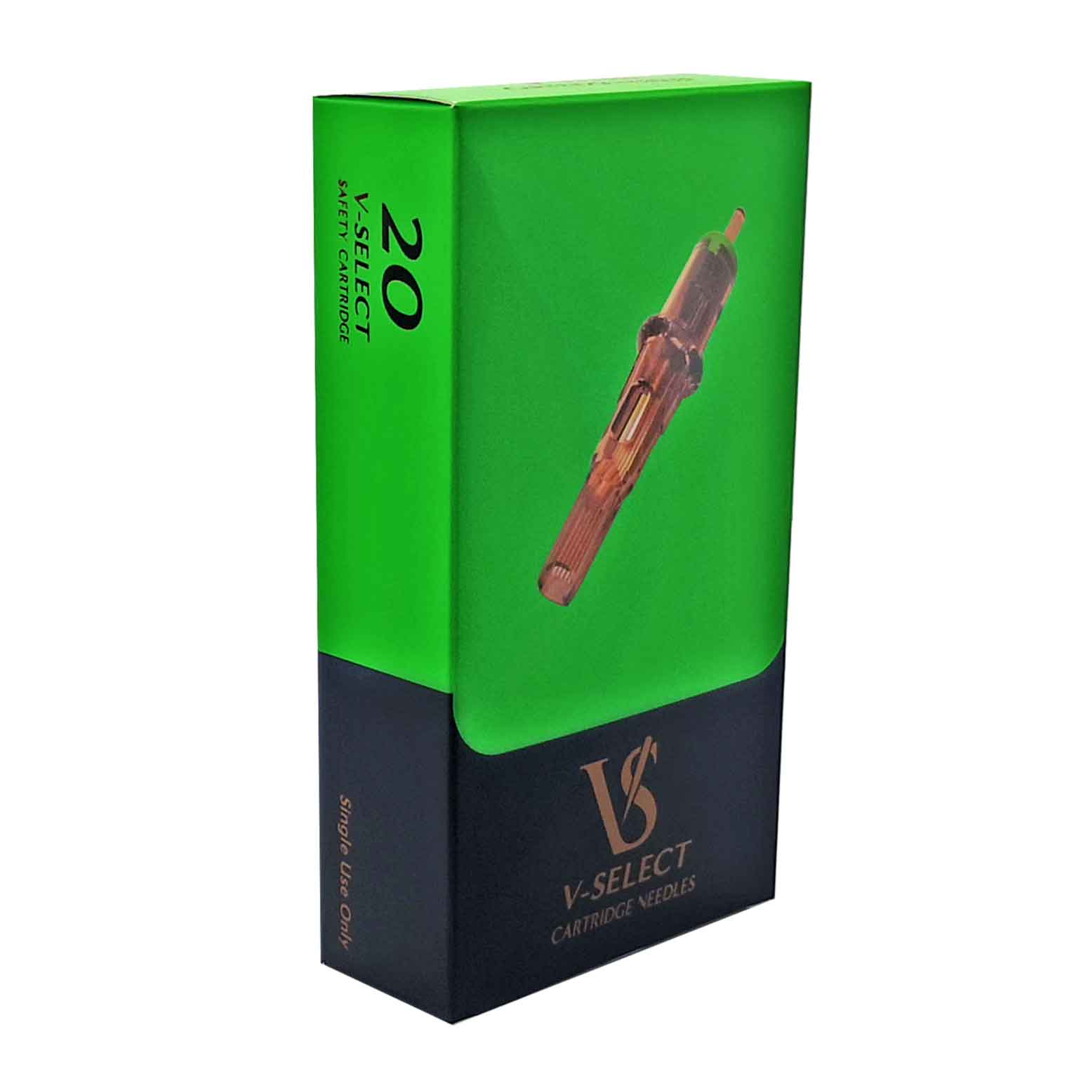 V-Select 9M1 0.35 mm TEXTURED tattoo cartridge green body – shading magnum textured configuration