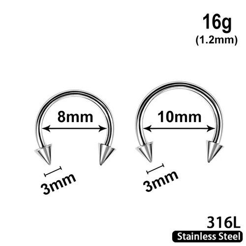 Circular barbell with 3mm cones, 16g, 316L stainless steel