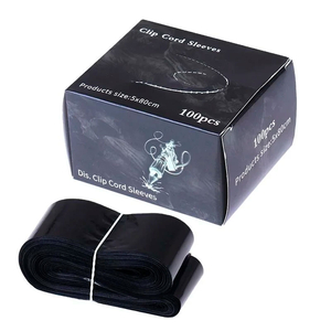 Clip Cord Sleeves, Black, 5cm&nbsp;x&nbsp;80cm, 100&nbsp;pcs