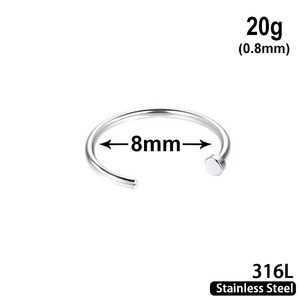 Open Ring, 20g, diameter 8mm, 316L stainless steel