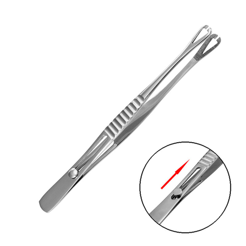 Slotted Oval Head Tweezers with Easy Lock