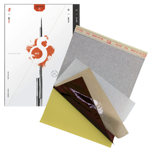 Копирка КРАСНАЯ универсальная для ПРИНТЕРА или РУЧНОГО переноса с 2 кальками